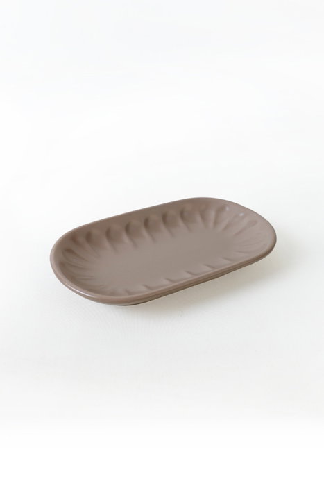 Hermia Juego de platos de gres cerámico Beige 2 piezas de 22 x 13 cm